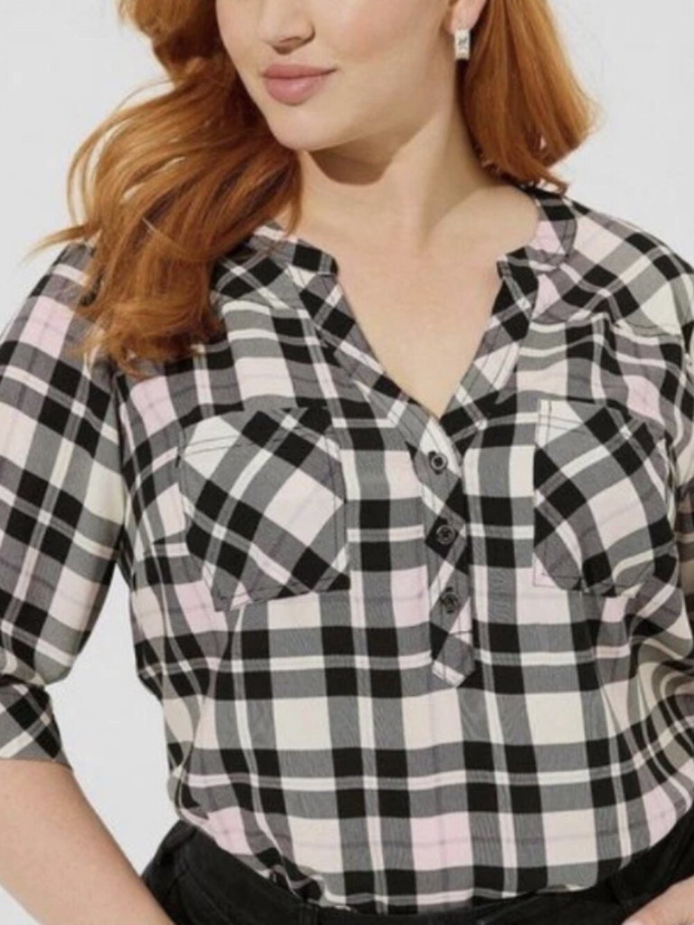 TORRID HARPER CHALLIS 3/4 SLEEVE TOP SIZE 1